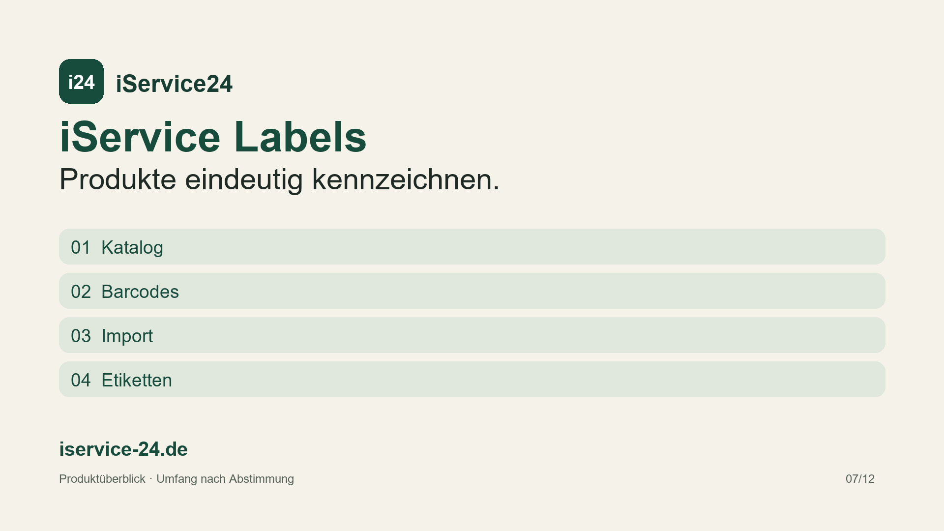 Produktüberblick Labels