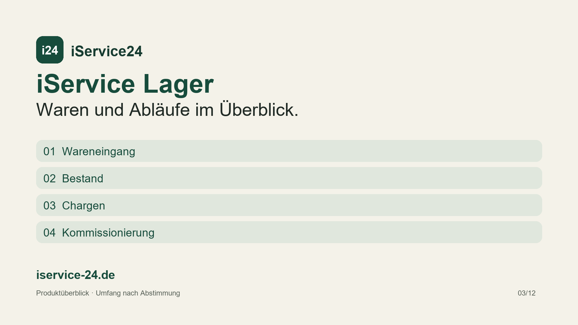 Produktüberblick Lager